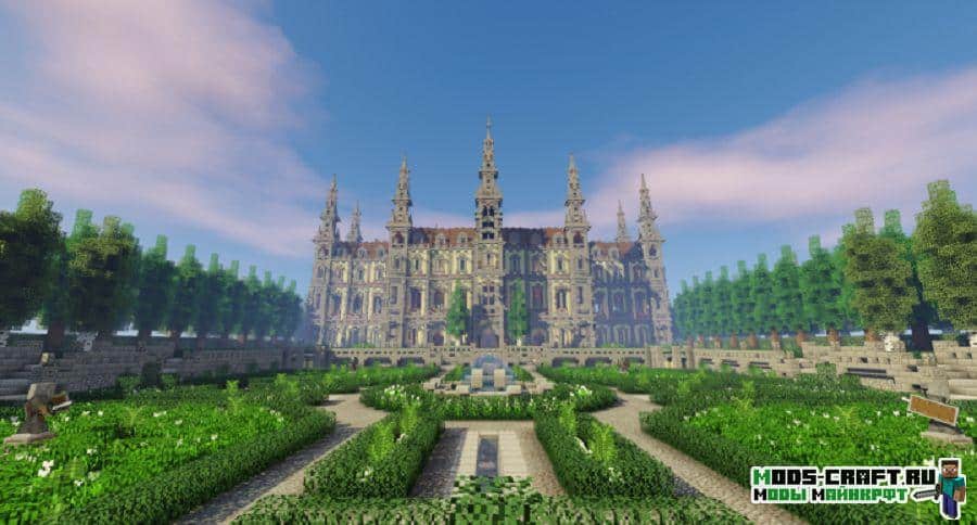 Карта Французский дворец - French Castle with garden для майнкрафт 1.13.2