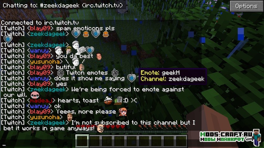 Мод Смайлы в чат EiraMoticons для minecraft 1.12.2, 1.11.2, 1.10.2, 1.8.9, 1.7.10