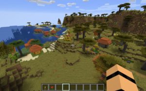 Сид около деревень и океана для Майнкрафт 1.14.4