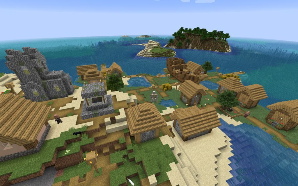 Сид - деревня с разрушенным кораблём minecraft 1.14.4 1 Сид - деревня с разрушенным кораблём minecraft 1.14.4