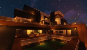 Современный дом с бассейном - карта для майнкрафт 1.14.4