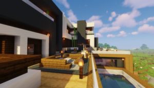 Современный дом с бассейном - карта для майнкрафт 1.14.4