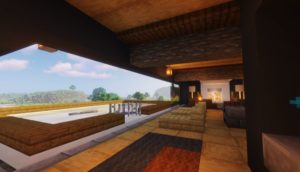 Современный дом с бассейном - карта для майнкрафт 1.14.4