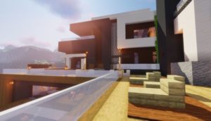 Современный дом с бассейном - карта для майнкрафт 1.14.4
