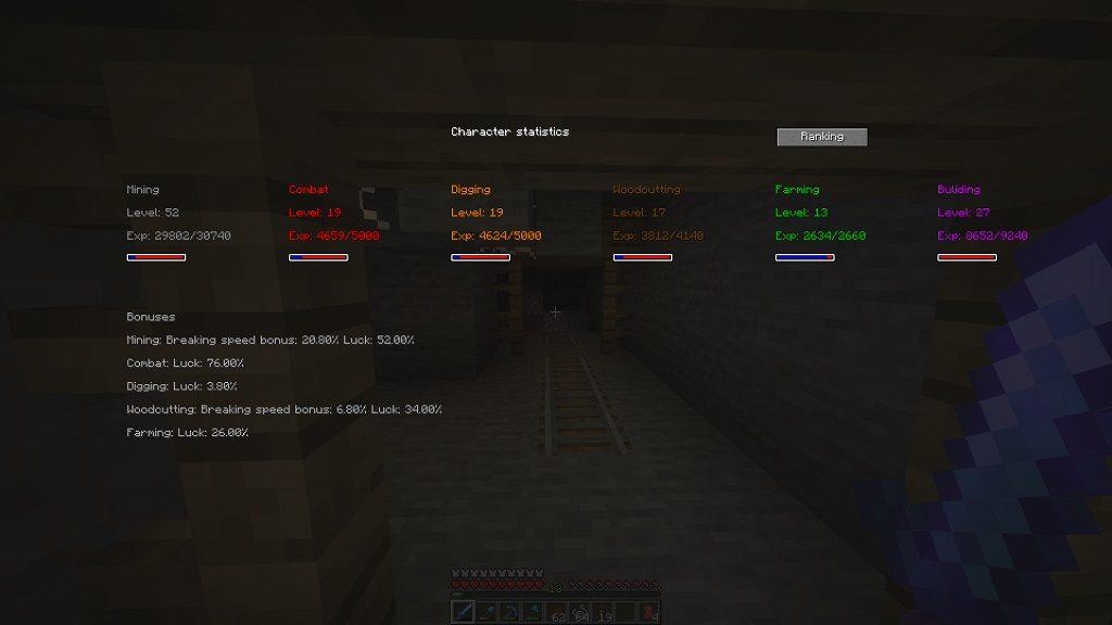 Мод ZmodSkills на прокачку персонажа для майнкрафт 1.15.2, 1.14.4