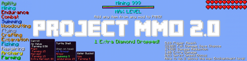 Мод Project MMO для майнкрафт 1.20.1, 1.19.4, 1.18.2,1.16.5, 1.15.2, 1.12.2