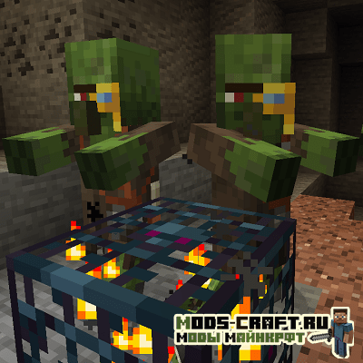 Мод Zombie Villagers From Spawner для майнкрафт 1.15.2, 1.14.4, 1.12.2