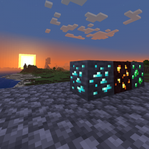 Vanilla Emissive Ores — ресурс-пак, позволяющий найти руды в темноте